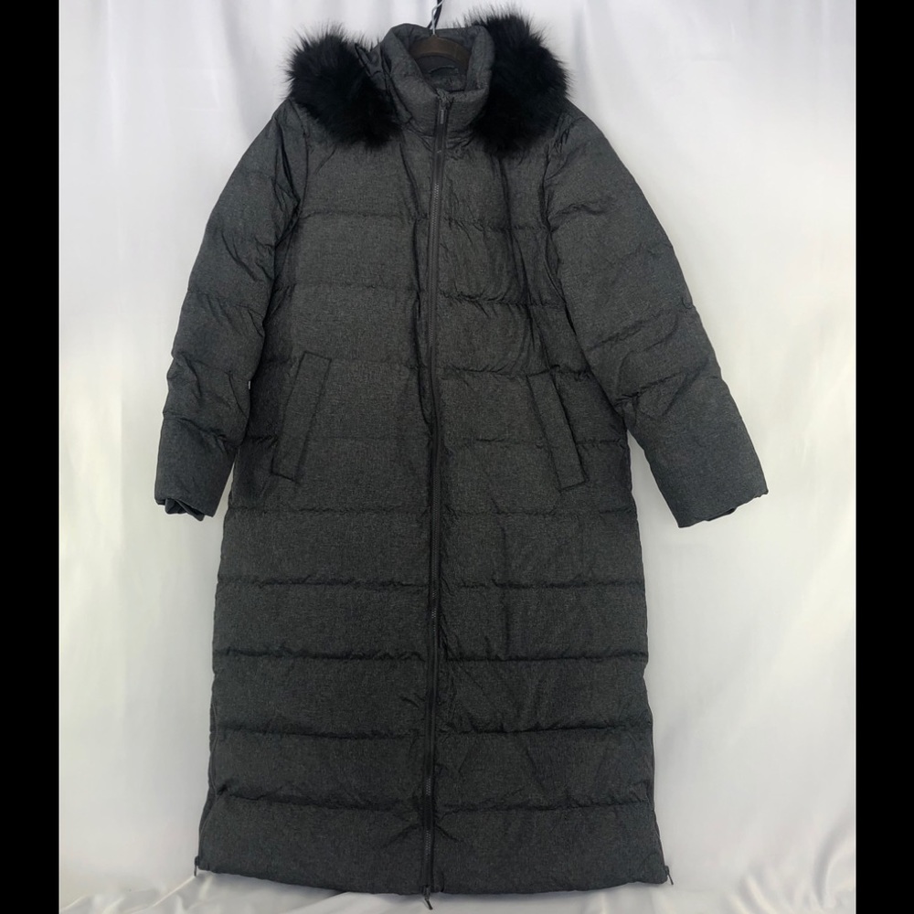Lands’ End Women’s XL/P Long Goose Down Coat Grey